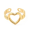 Ion Plating(IP) 304 Stainless Steel Heart Open Cuff Ring for Women RJEW-I085-11G-2
