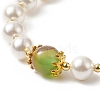 Dyed Natural Peacock Agate & Shell Pearl Round Beaded Stretch Bracelet BJEW-TA00233-5