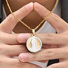 Fashionable Men's Stainless Steel Round Virgin Mary Pendant Cable Chain Necklaces PW-WG84821-01-2