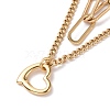 Vacuum Plating 304 Stainless Steel Double Chains Multi Layered Necklace with Heart Charm for Women STAS-E155-22G-3