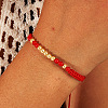 Red Acrylic Bead Woven Brass Bead Braided Bracelets YQ2804-1