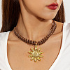 Ocean Alloy and Resin Flower Pendant Twisted Cotton Cord Necklaces FS-WG595AC-16-1