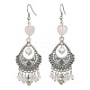 Natural Rose Quartz Heart Chandelier Earrings EJEW-JE05364-01-1