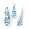 Electroplated Natural Quartz Crystal Dyed Copper Wire Wrapped Pendants PALLOY-JF02327-03-1
