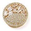 Rack Plating Brass Micro Pave Clear Cubic Zirconia Slide Charms KK-A234-014G-1