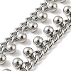 304 Stainless Steel Round Ball Charms Link Chain Necklaces NJEW-G119-01P-2