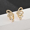 Brass Micro Pave Clear Cubic Zirconia Stud Earrings EJEW-B131-04G-3