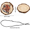 CREATCABIN 1 Set Flat Round & 3D Fox Pattern Wooden Pendant Decorations HJEW-CN0001-19-2