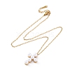 304 Stainless Steel & Plastic Imitation Pearl Cross Pendant Necklaces for Women NJEW-U032-15G-4