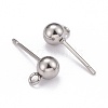 Non-Tarnish 40Pcs 4 Styles 202 Stainless Steel Ball Stud Earring Findings STAS-LS0001-13P-5