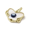 Evil Eye Enamel Shell Brass Butterfly Charms with Jump Rings KK-E092-27G-04-2