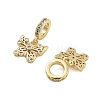 Rack Plating Brass Clear Cubic Zirconia European Dangle Charms KK-Q006-59G-01-2