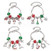 4Pcs 4 Styles Christmas Theme Glass & Alloy European Beads Bracelet Sets for Women BJEW-JB11198-1