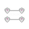 304 Stainless Steel Micro Pave Violet Cubic Zirconia Nipple Rings WGA4B87-02-1