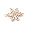 Brass Pave Clear Cubic Zirconia Flower Links Connector Charms KK-M294-01G-1