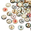 Clock Printed Glass Cabochons GGLA-A002-12mm-YY-1