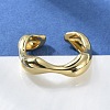 Rack Plating Brass Twist Wave Open Cuff Rings for Women RJEW-Q777-08G-1