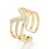 Brass Micro Pave Clear Cubic Zirconia Cuff Rings RJEW-O037-03G-3