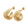 Ion Plating(IP) 304 Stainless Steel Half Hoop Stud Earrings for Women EJEW-P279-04G-1