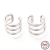 Anti-Tarnish Rhodium Plated 925 Sterling Silver Cuff Earrings EJEW-H124-12P-1