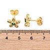 Flower Brass Micro Pave Cubic Zirconia Stud Earrings EJEW-Z087-01G-5