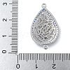 Rack Plating Brass Blue & Clear Cubic Zirconia Teardrop Connector Charms KK-A234-073P-3