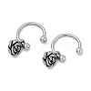 Rose Flower 316 Surgical Stainless Steel Dangle Half Hoop Earrings for Women EJEW-G416-45AS-4