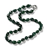 Natural Green Onyx Agate(Dyed & Heated) Nuggets Beaded Necklaces for Women NJEW-H047-07-2