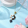 3D Hexagon Glass & Heart Synthetic Blue Goldstone Pendant Necklaces NJEW-MZ00064-1