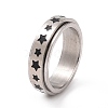 Black Enamel Star Rotating Fidget Band Ring LS-RJEW-I089-18P-1