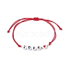 2Pcs 2 Color Heart with Word 2024 Acrylic Braided Bead Bracelets Set BJEW-JB09780-3