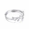 Adjustable Rhodium Plated 925 Sterling Silver Finger Ring Components STER-F048-26P-2