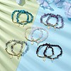 2Pcs Natural Gemstone Chip & Cube Non-magnetic Synthetic Hematite Beaded Stretch Bracelet Sets BJEW-JB10630-2