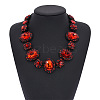 Alloy Rhinestone & Glass Oval Link Chain Necklaces for Women FS-WG2E80C-01-1