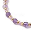 Adjustable Natural Amethyst & Glass Braided Bead Bracelet BJEW-JB10137-02-3