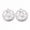 Brass Micro Pave Clear Cubic Zirconia Pendants KK-N232-174P-NF-1