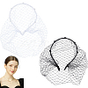 Gorgecraft 2Pcs 2 Colors Bridal Pearl Mesh Veil Cloth Hair Bands MRMJ-GF0001-50B-1