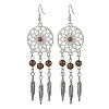 Alloy with Synthetic Howlite & Natural Mixed Stone Dangle Earrings EJEW-JE06067-4