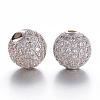 CZ Brass Micro Pave Cubic Zirconia Round Beads ZIRC-L017-03P-1