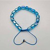Adjustable Electroplated Faceted Cube Glass Braided Beaded Bracelets for Women Men DM4334-5-1