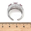 Brass Micro Pave Cubic Zirconia Cuff Open Rings for Women RJEW-L343-13P-06-5