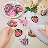 HOBBIESAY 16Pcs 4 Style Strawberry Donut Heart Nylon Computerized Embroidery Cloth Iron On Patches PATC-HY0001-36-3