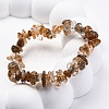 Natural Rutilated Quartz Chip Beaded Stretch Bracelets for Women Men BJEW-L038-01A-2