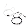 Enamel Yin Yang Matching Couple Braided Bead Bracelets Set BJEW-JB08557-6