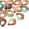 14Pcs 7 Colors Opaque Resin and Walnut Wood Pendants RESI-TA0005-11-3