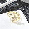 Rack Plating Brass Micro Pave Clear Cubic Zirconia Open Cuff Finger Rings for Women RJEW-M028-83G-2