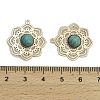 Brass Pave Dyed Synthetic Turquoise Flower Pendants KK-Z088-03G-01-3