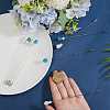 8Pcs 2 Colors Synthetic Turquoise & Brass Brooche Pins JEWB-DR00023-3