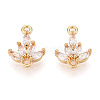 Brass Pave Clear Cubic Zirconia Connector Charms X-KK-T078-03G-03-1