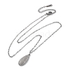 Anti-Tarnish 304 Stainless Steel Textured Teardrop Pendant Cable Chain Necklaces for Women STAS-Z114-17P-4